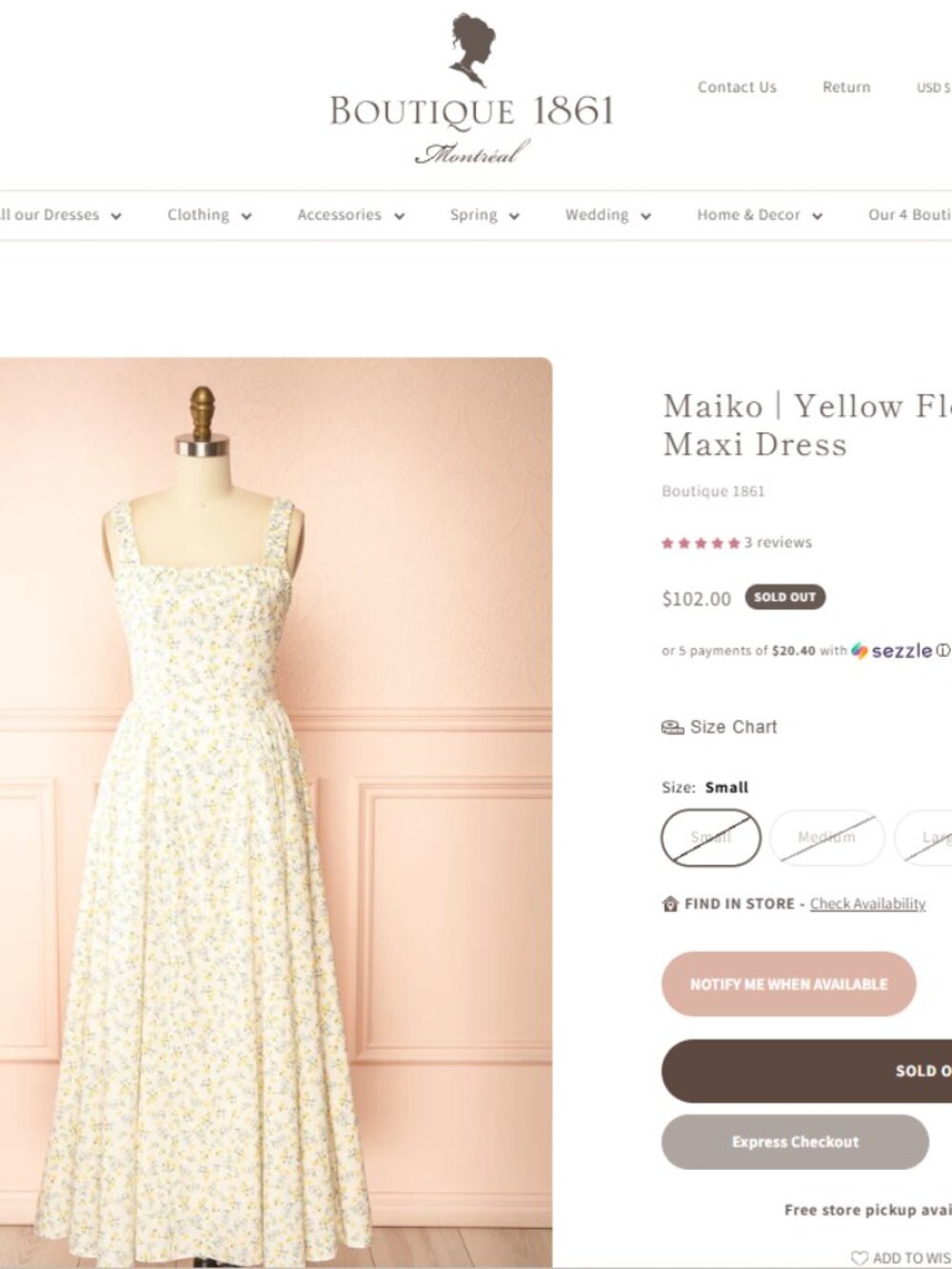 Boutique 1861 Cottage Yellow Floral Midi Dress| Mother's Day | Bridgerton - Picture 6 of 12